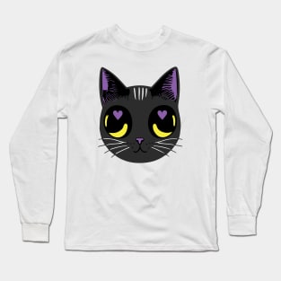 Non-Binary Pride Cat - Heart Eyes Long Sleeve T-Shirt